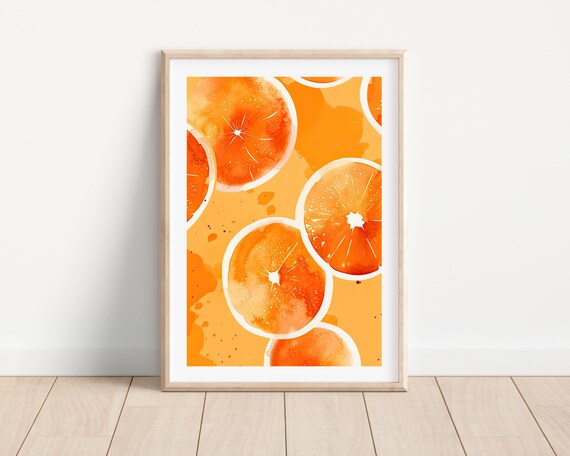 Orange Watercolor Art Print, Kitchen Decor