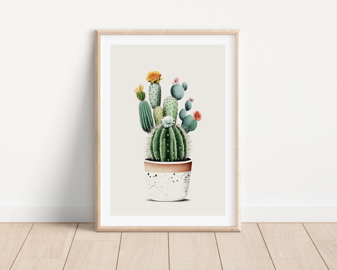 Cactus Art Print, Minimalist Plant Decor