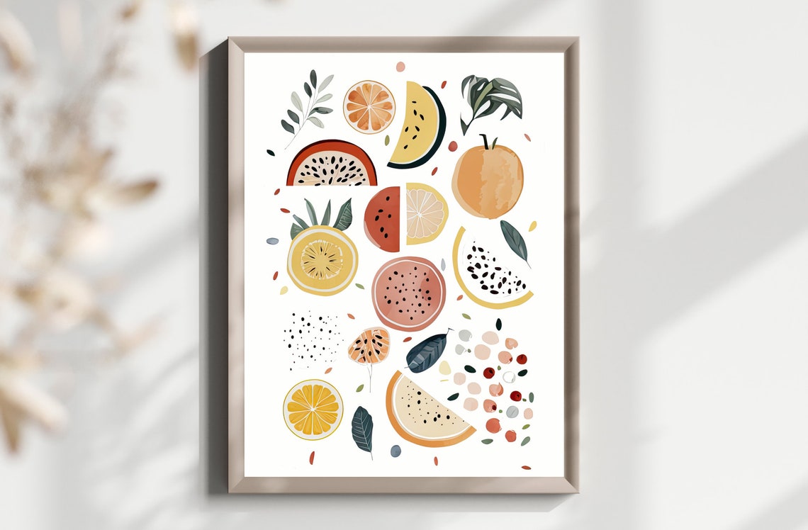 Fruit Wall Art Fruit Art Print Kitchen Decor Watercolor Decor Kitchen Watercolor Fruit Poster Boho Art Print Boho Kitchen Print - Image 3