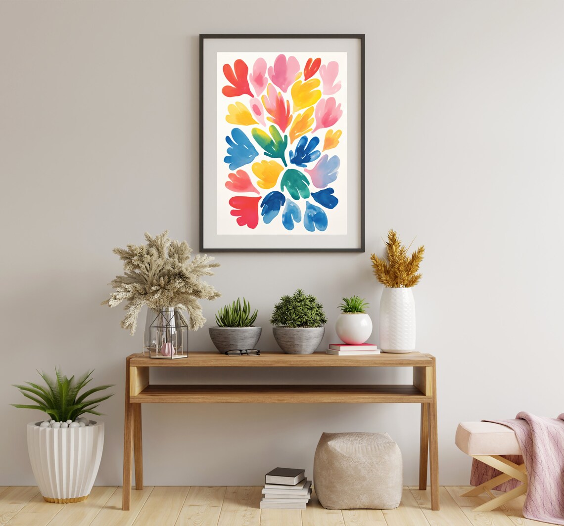 Matisse Inspired Colorful Paper Cut Out Leaves Botanical Art Print - Image 3
