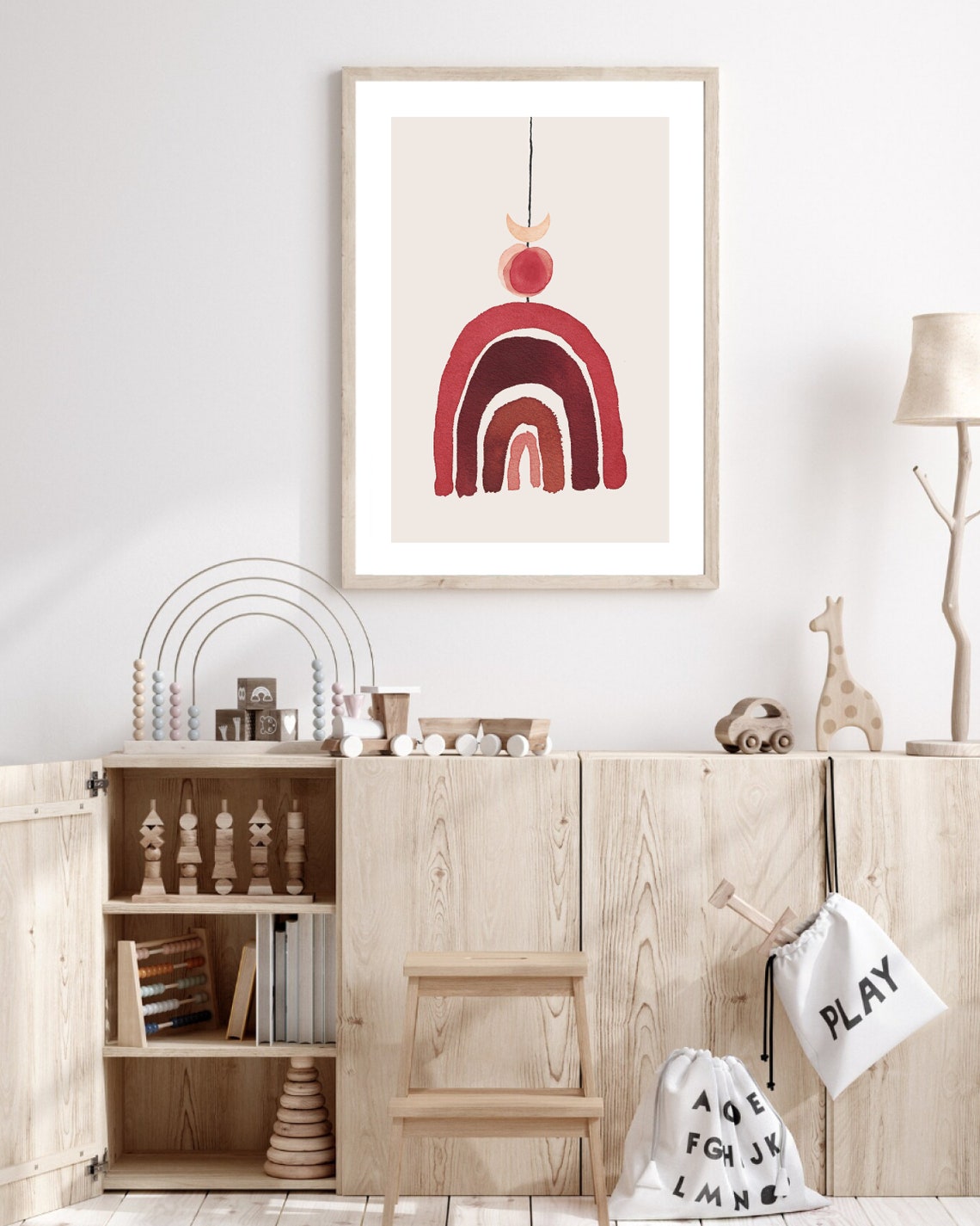 Boho Red Terracotta Rainbow Art Print, Nursery Decor - Image 3
