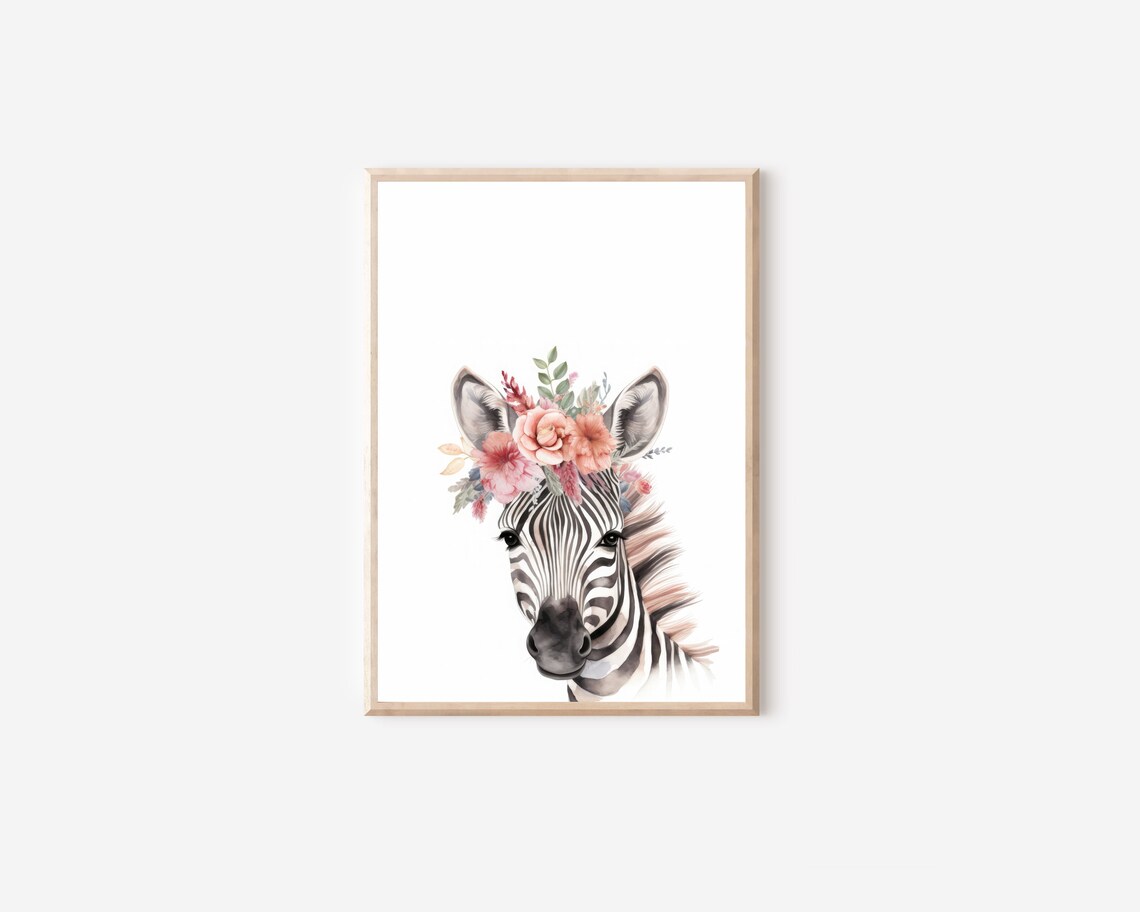Zebra Nursery Decor, Watercolor Animal Painting - Image 4