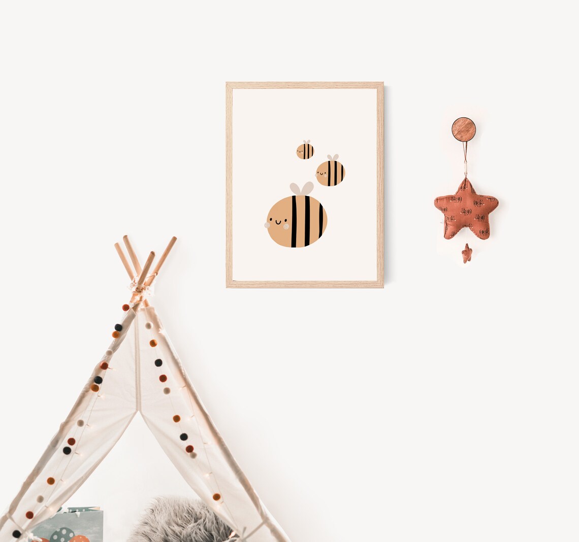 Boho Bee Nursery Wall Art Print, Honey Bee Poster - Image 2