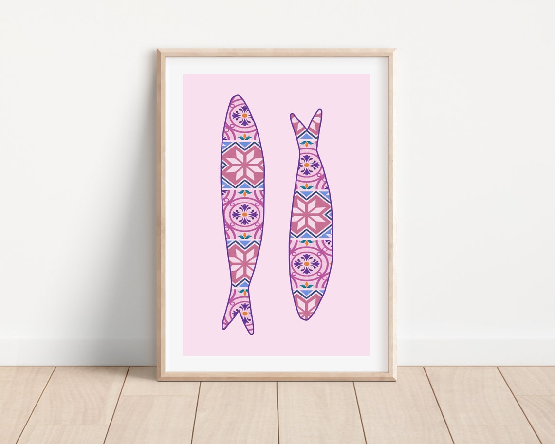 Portugal Sardine Art Print, Portuguese Tile Decor
