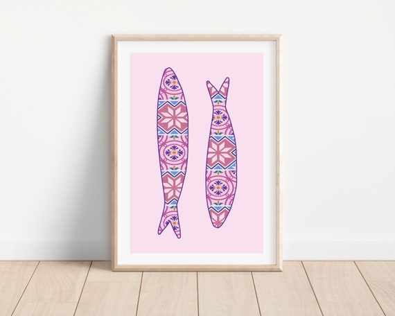 Portugal Sardine Art Print, Portuguese Tile Decor