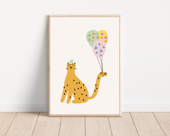 Boho Cheetah Nursery Print, Minimalist Animal Decor