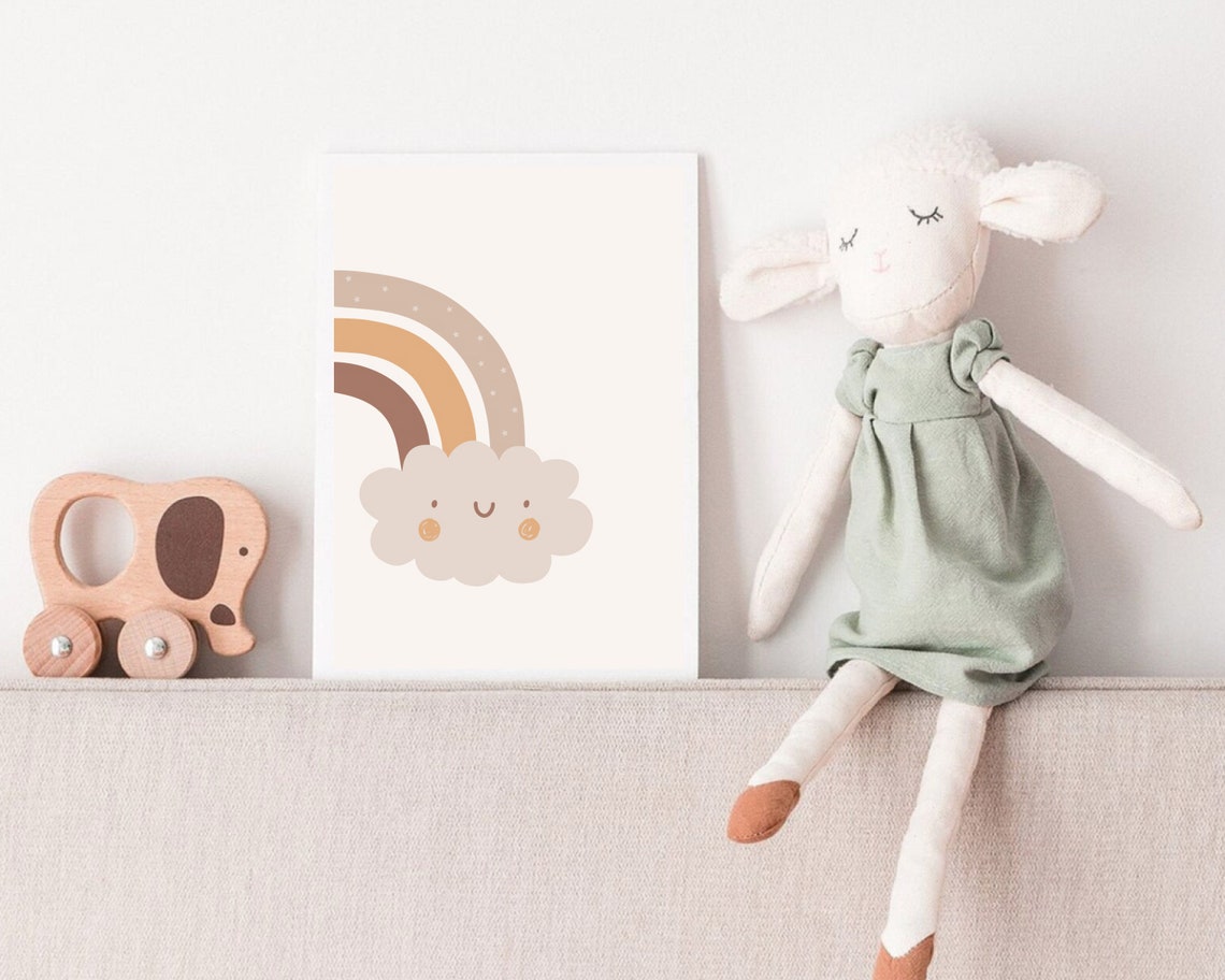 Boho Rainbow And Cloud Nursery Art Print - Image 2