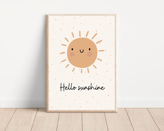 Hello Sunshine Boho Sun Nursery Wall Art Print