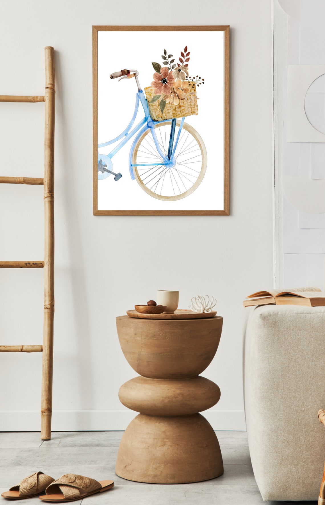 Watercolor Bicycle With Flowers, Botanical Art Print - Image 2