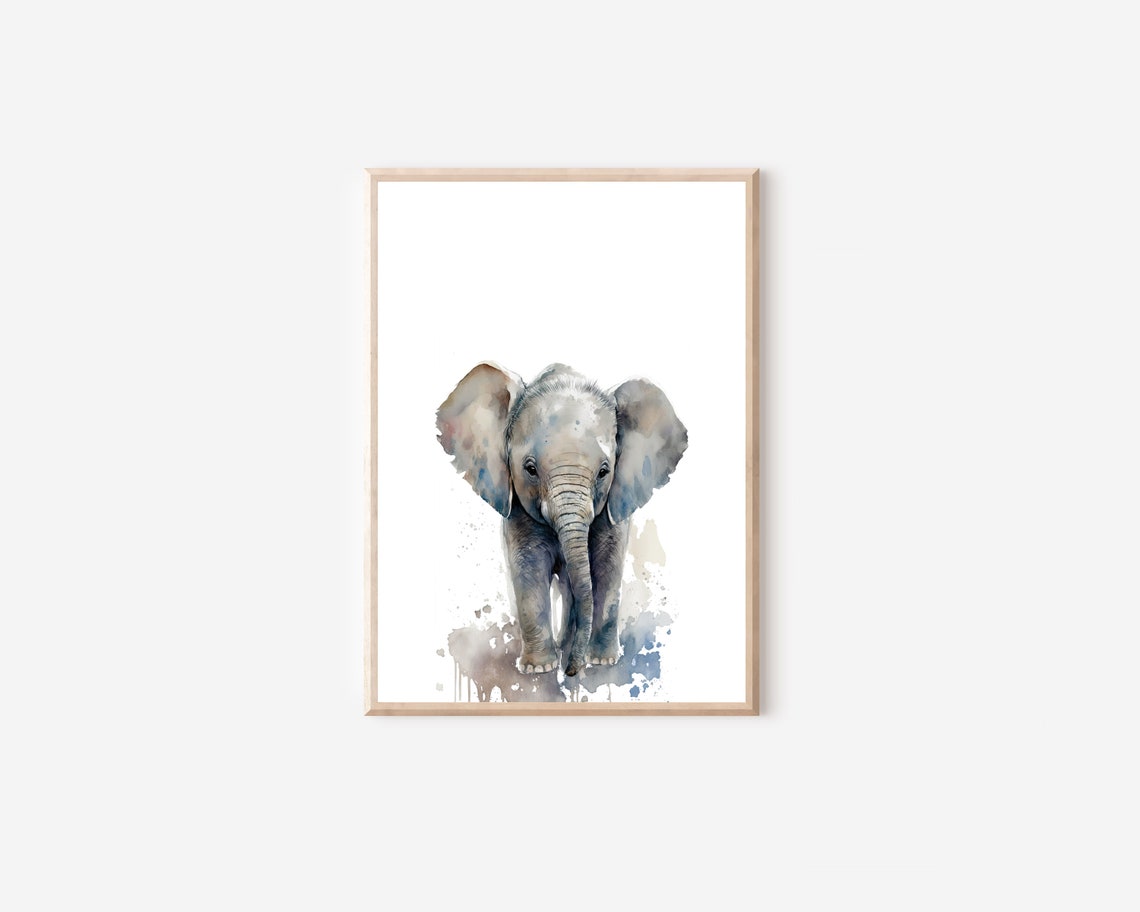 Elephant Animal Print For Nursery Baby Safari Animal Nursery Safari Animal Watercolor Wall Art Animal Nursery Wall Decor - Image 4