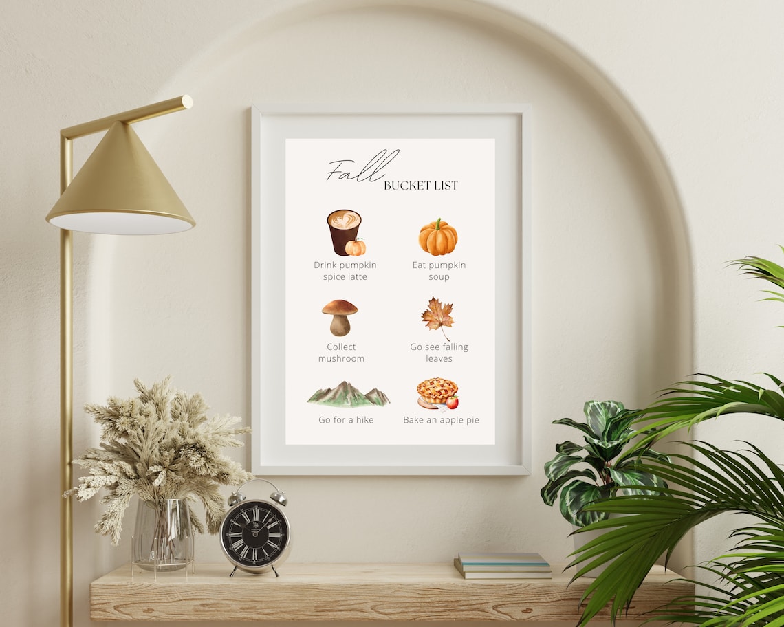 Boho Fall Pumpkin Spice Latte and Leaves Art Print - Image 2