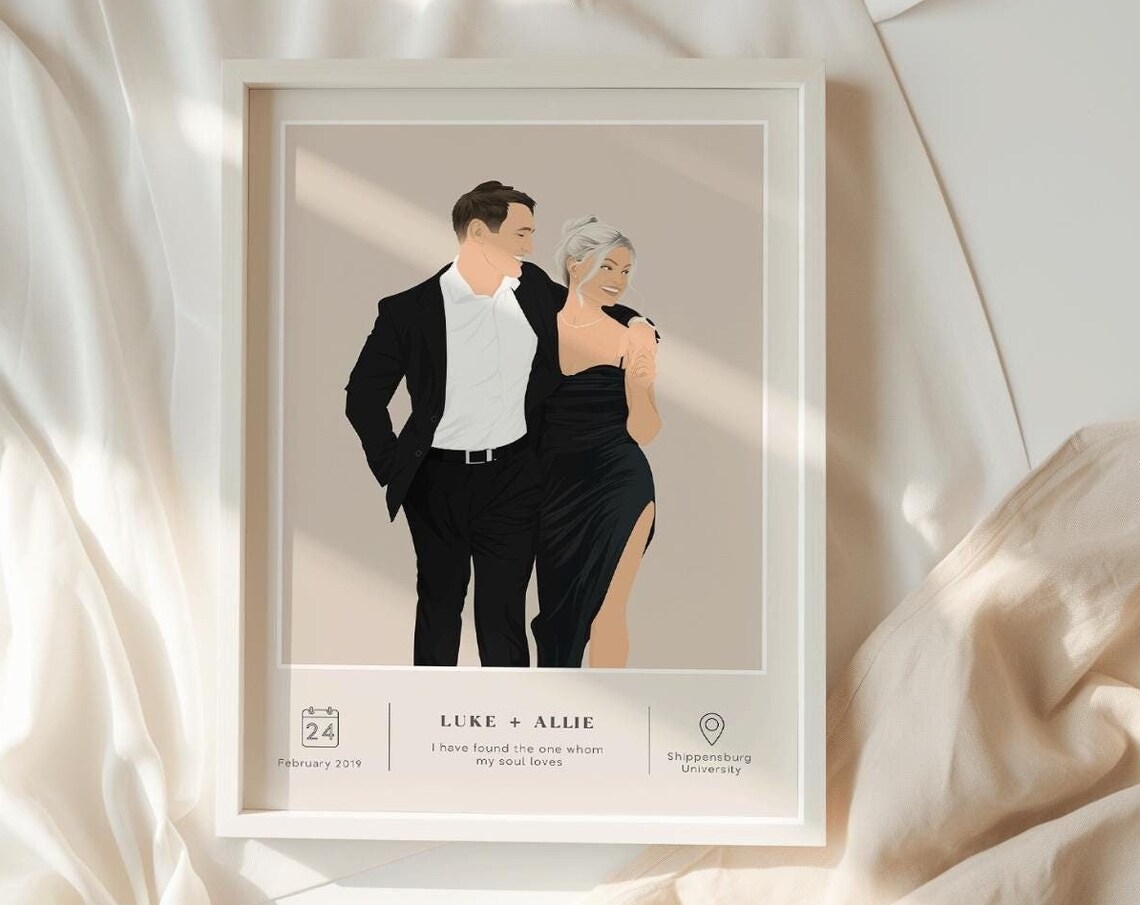Personalized Couple Portrait Luke And Allie Wedding Date Poster