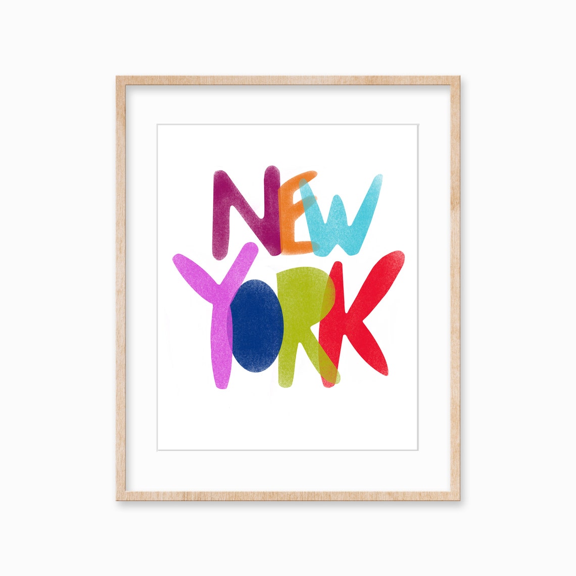 New York Hand Lettered Rainbow City Typography Travel Art Poster