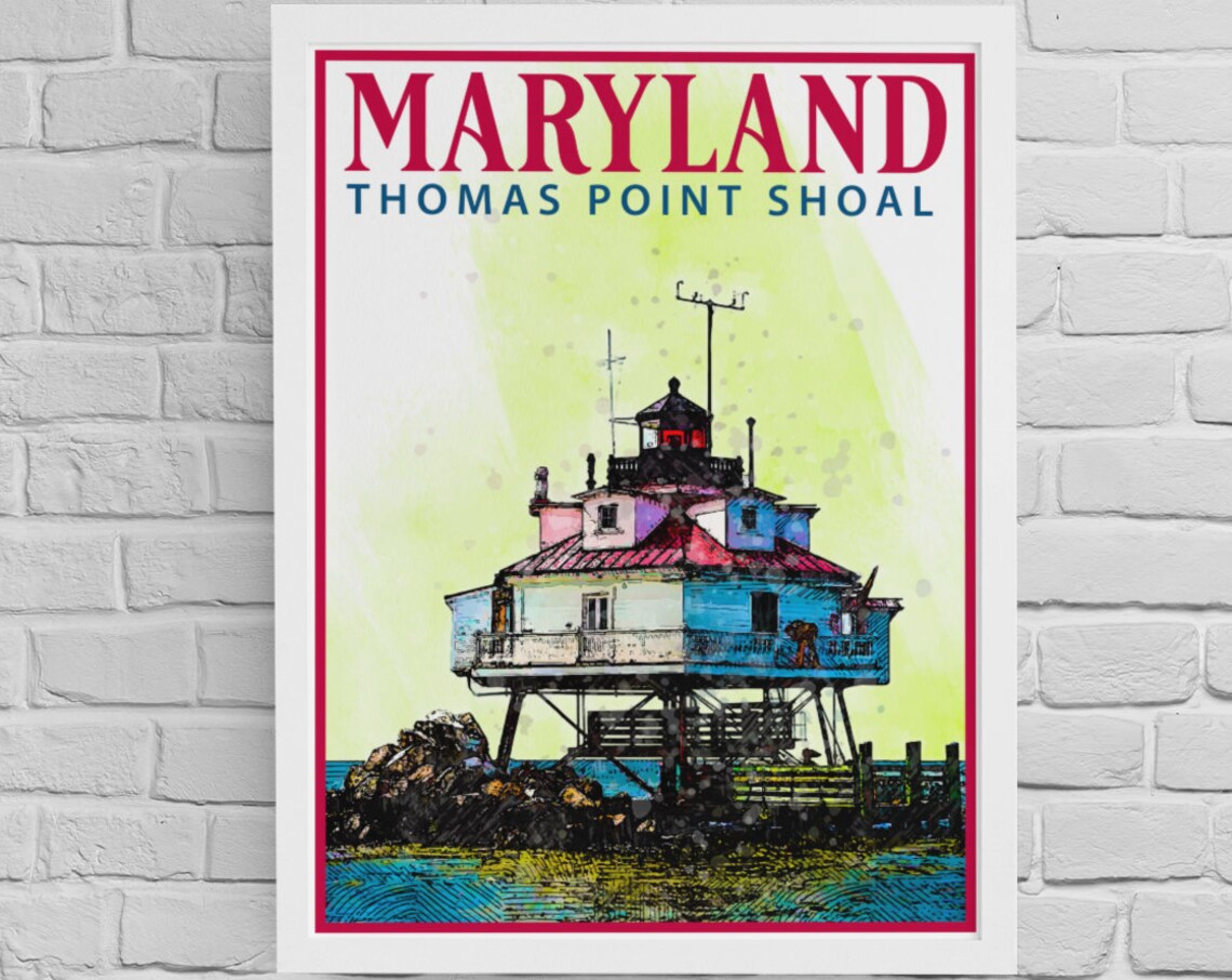 Maryland Thomas Point Shoal Lighthouse Vintage Travel Poster