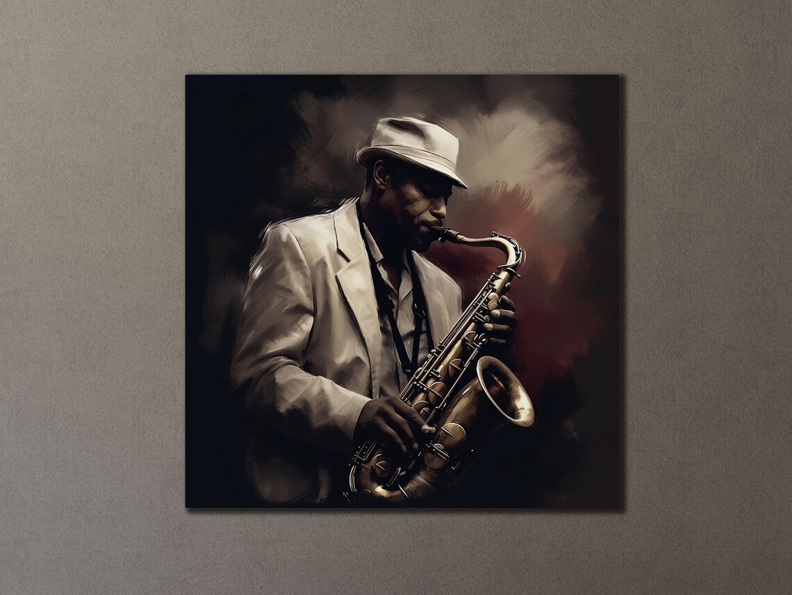 Saxophone Music Wall Art, Jazz Instrument Poster