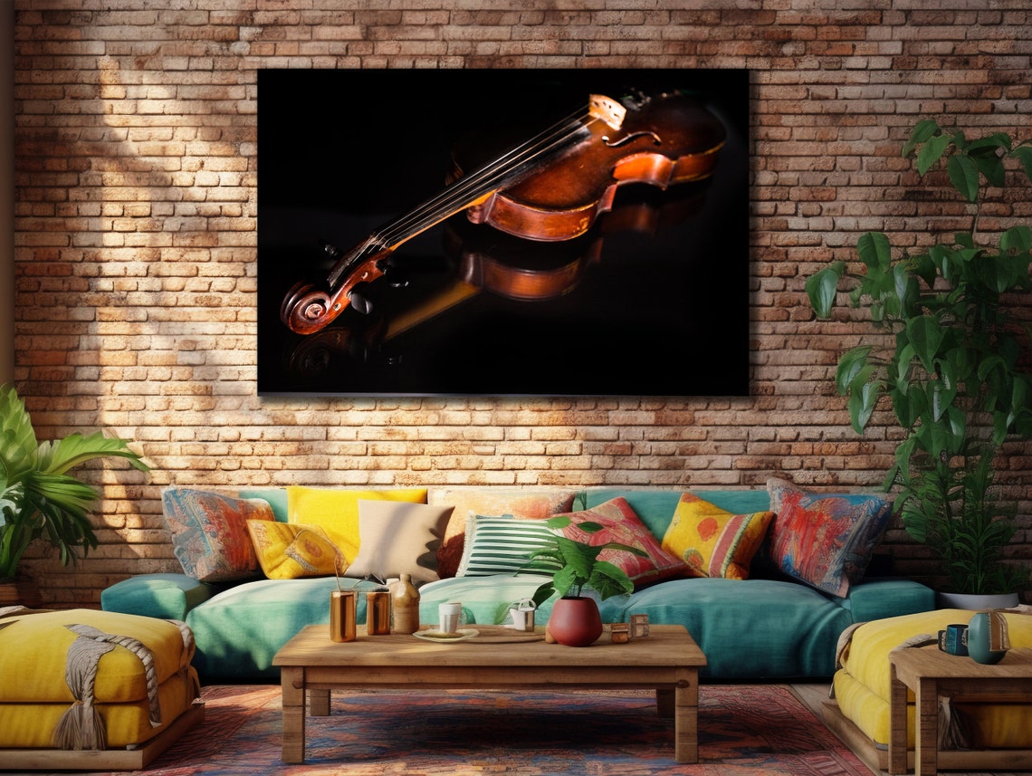 Violin Close Up Black Background Musical Instrument Photo Art Poster
