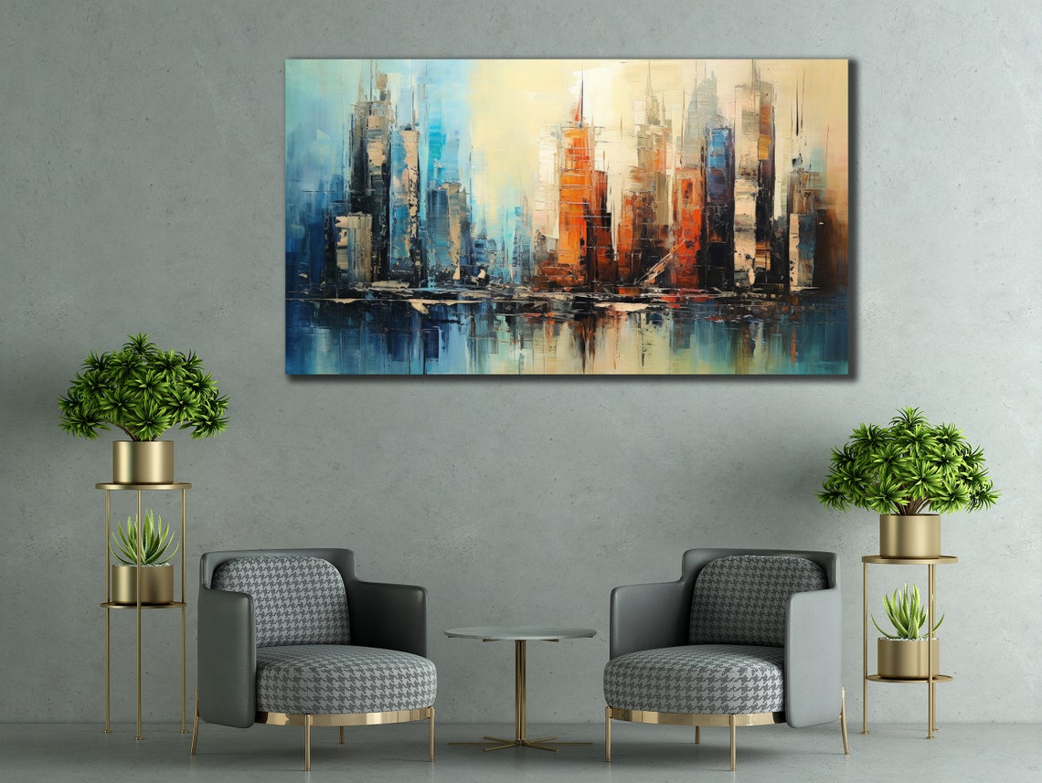 Abstract City Art Colorful Nyc Wall Art Home Wall Decor Cityscape Painting Oil Painting New York City Decor Housewarming Gifts - Image 2