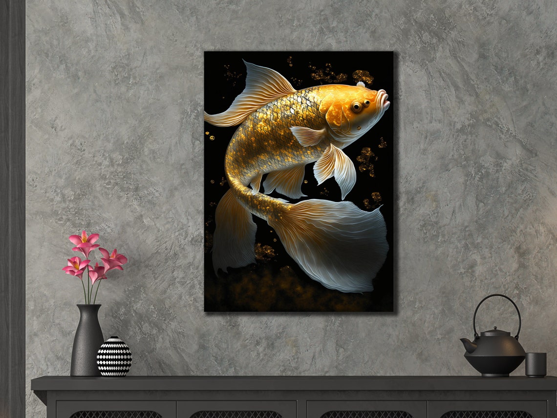 Koi Fish Art Print For Bedroom Decor Golden Fishes Wall Decor Sea Painting Animal Print On Underwater Life Painting Art - Image 3
