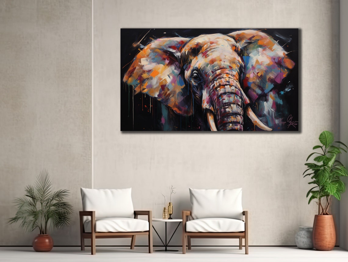 Multicolor Elephant Close Up Abstract Animal Painting Poster - Image 3
