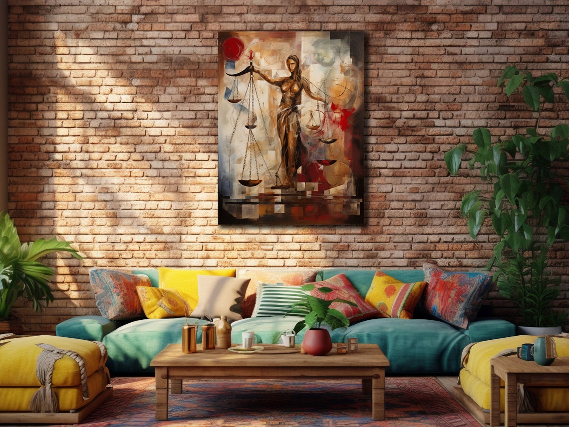 Lady Justice Scales Abstract Bronze Lawyer Office Artwork Poster - Image 2