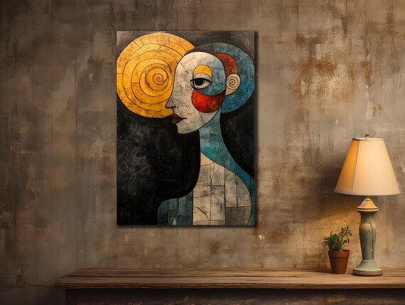 Cubis Style Print Cubism Painting Wall Art House Gift Idea Bedroom Wall Decor Surreal Face Poster Ethnic Home Decor