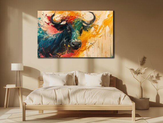 Bull Portrait Wall Art Matador Bull Fighting Colorful Bull Poster Farmer Gifts Home Decor Art Prints Room Gift