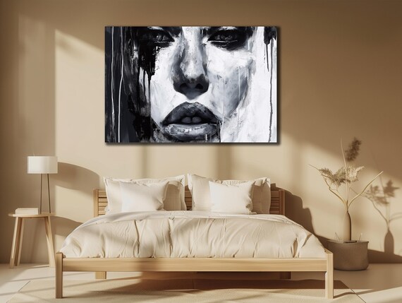 Black and White Abstract Woman Face Monochrome Dramatic Portrait Poster