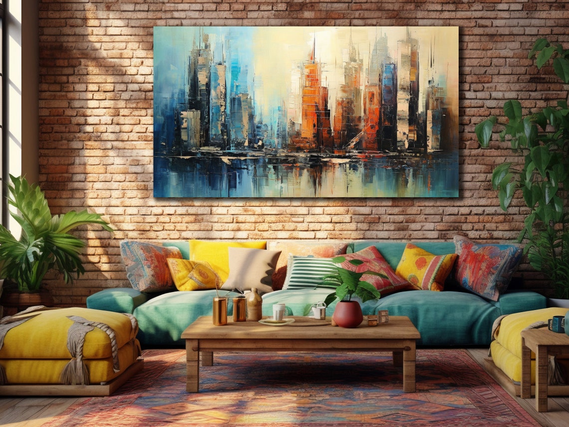 Abstract City Art Colorful Nyc Wall Art Home Wall Decor Cityscape Painting Oil Painting New York City Decor Housewarming Gifts
