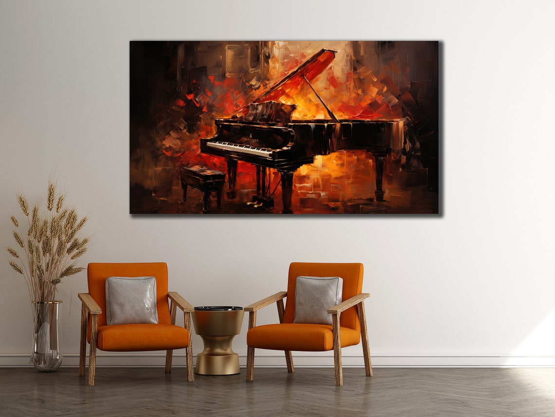 Grand Piano Red Stage Oil Painting Dramatic Classical Music Poster - Image 2
