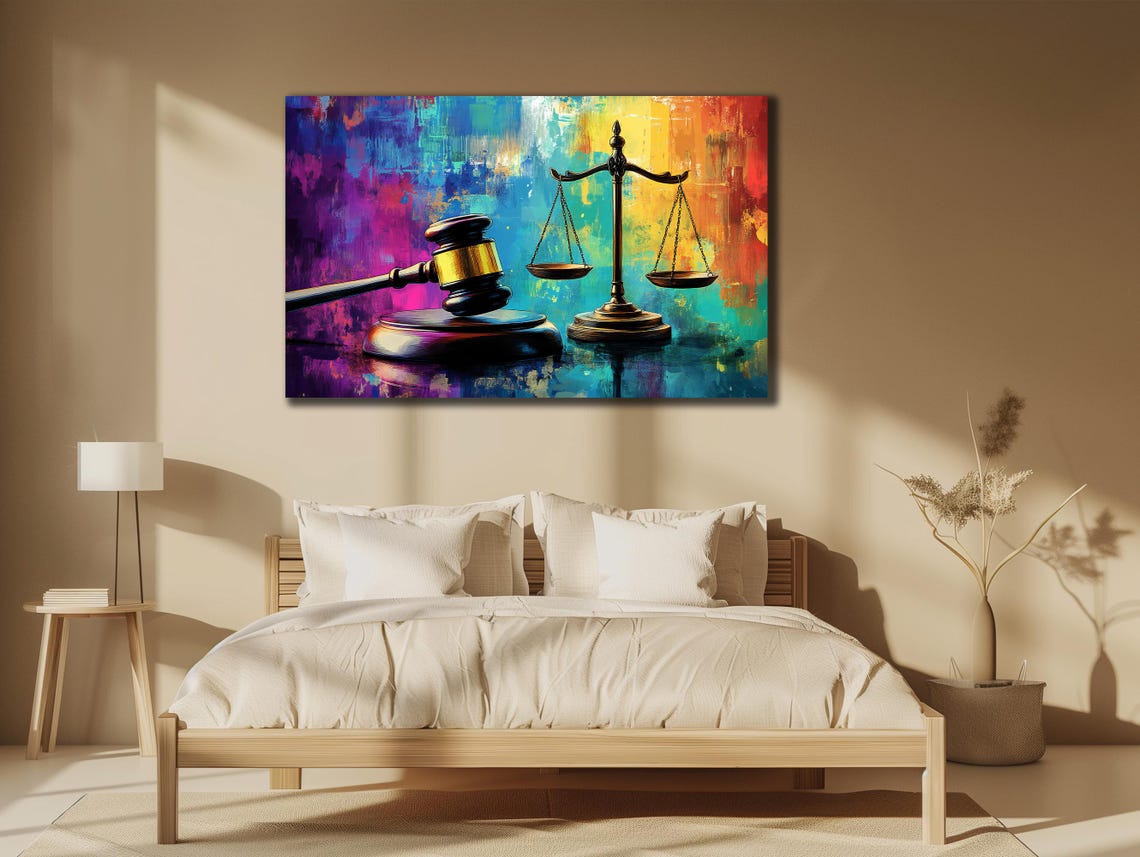 Scales Of Justice Art Lawyer Office Wall Decor Print Wall Art Gift For Lawyer Lawyer Gifts Balance Of Justice Painting On - Image 3