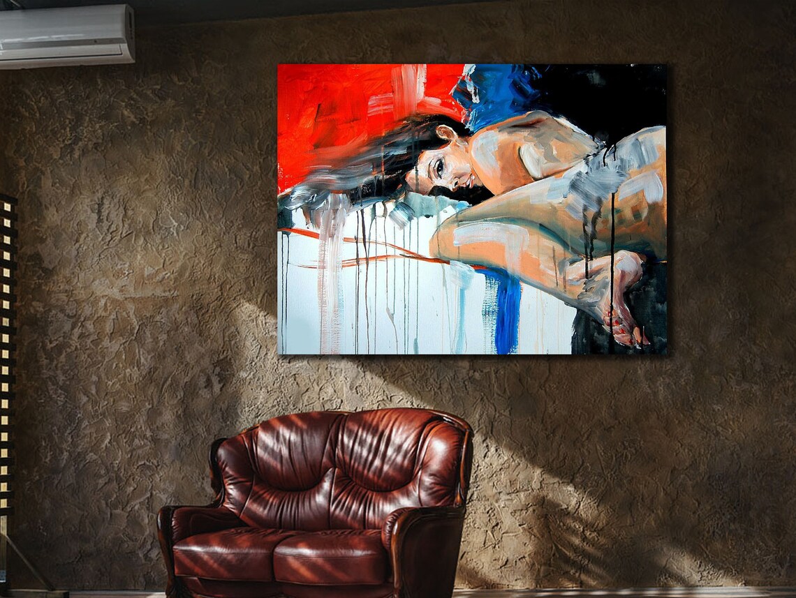 Colorful Nude Woman Art Print, Erotic Bedroom Decor - Image 2