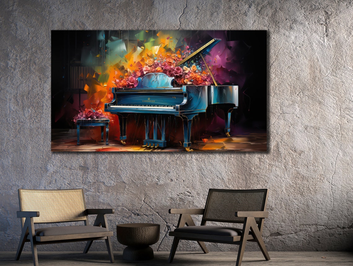 Grand Piano Blooming Flowers Surreal Colorful Music Art Poster - Image 3