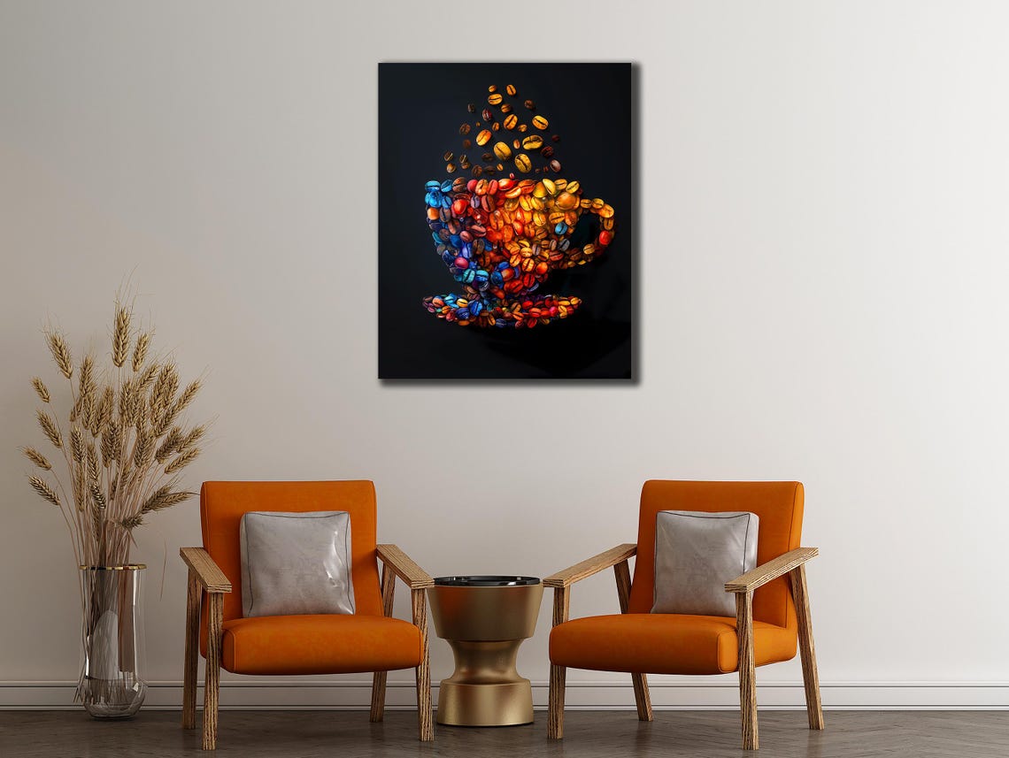 Colorful Coffee Beans Cup Creative Kitchen Cafe Wall Decor Art Poster - Image 2