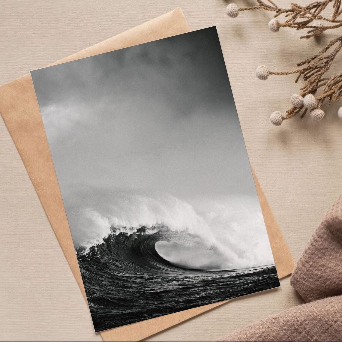 Stormy Sea Waves, Vintage Nature Photography Art Print