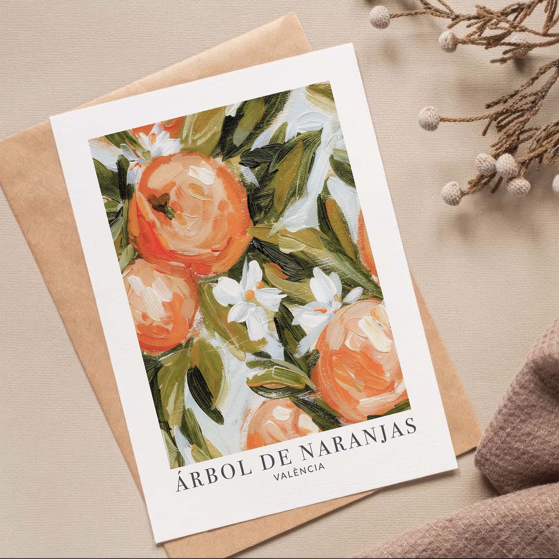 Orange Tree Valencia Spain Poster Arbol de Naranjas Citrus Art