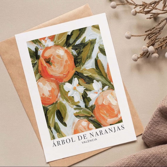 Orange Tree Poster Mediterranean Vintage Illustration Of Oranges Under Blue Sky Rbol De Naranjas