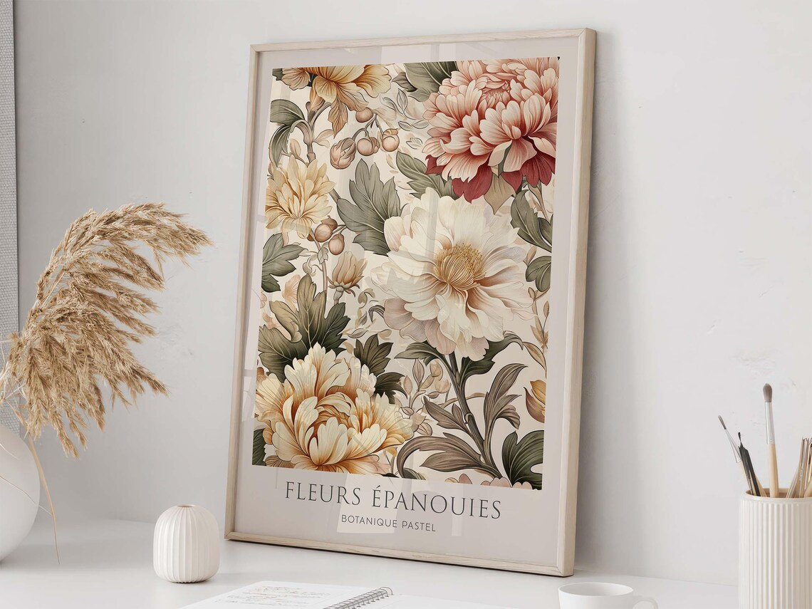 Vintage Flower Poster, Abstract Botanical Motif - Image 3