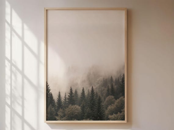Forest In The Fog Poster, Minimalist Nature Art