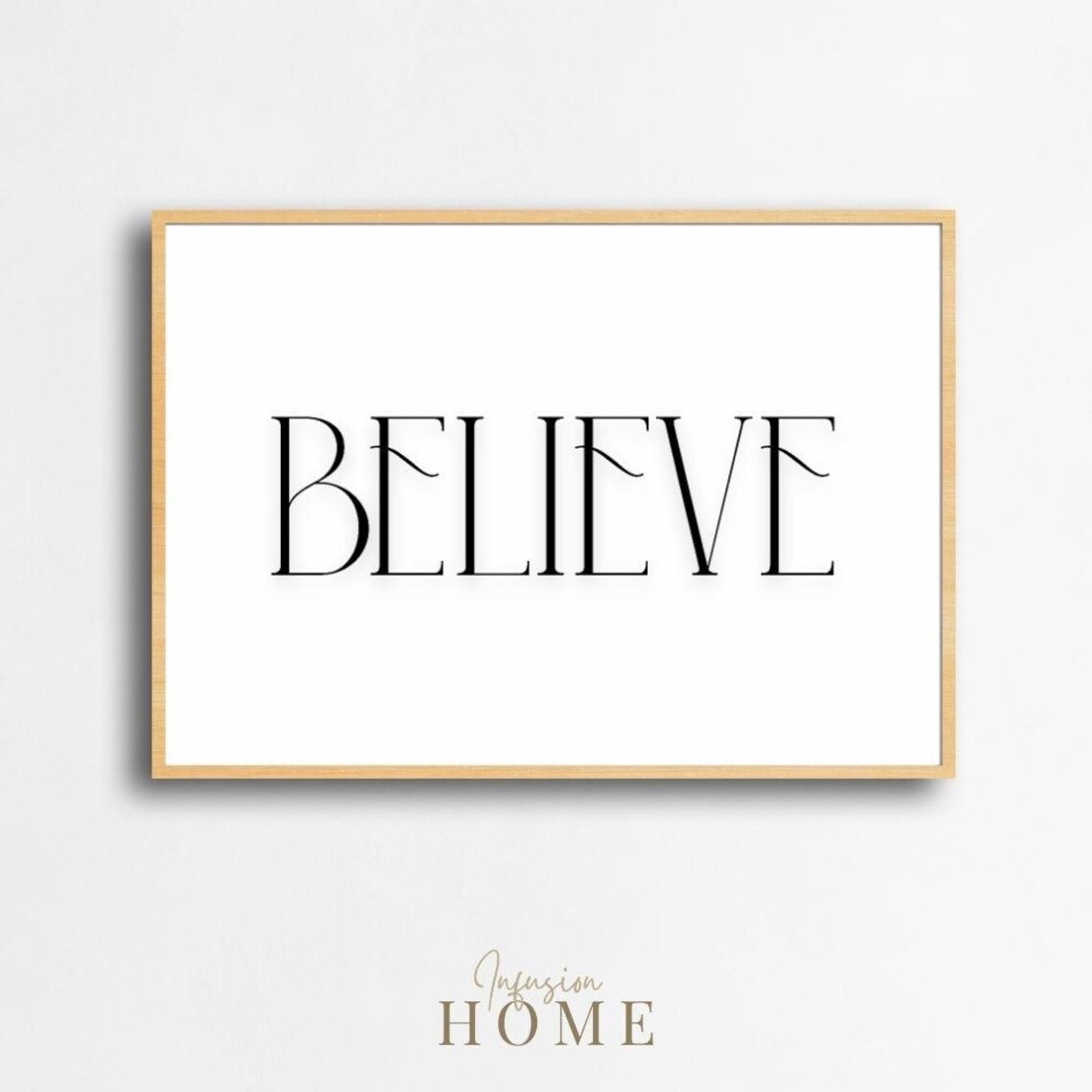 Believe Typography Print Minimalist Black And White Inspirational Art