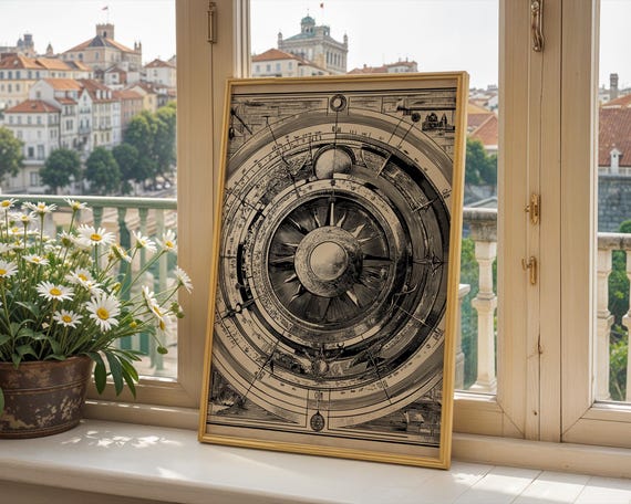 Victorian Moon Phase Chart, Gothic Celestial Art Print