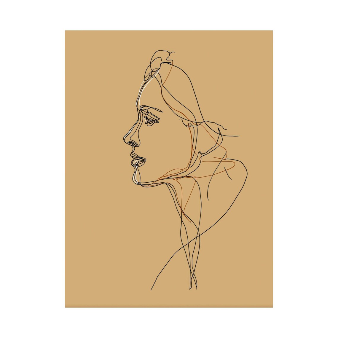 One Line Woman Face, Minimalist Female Profile Art Print