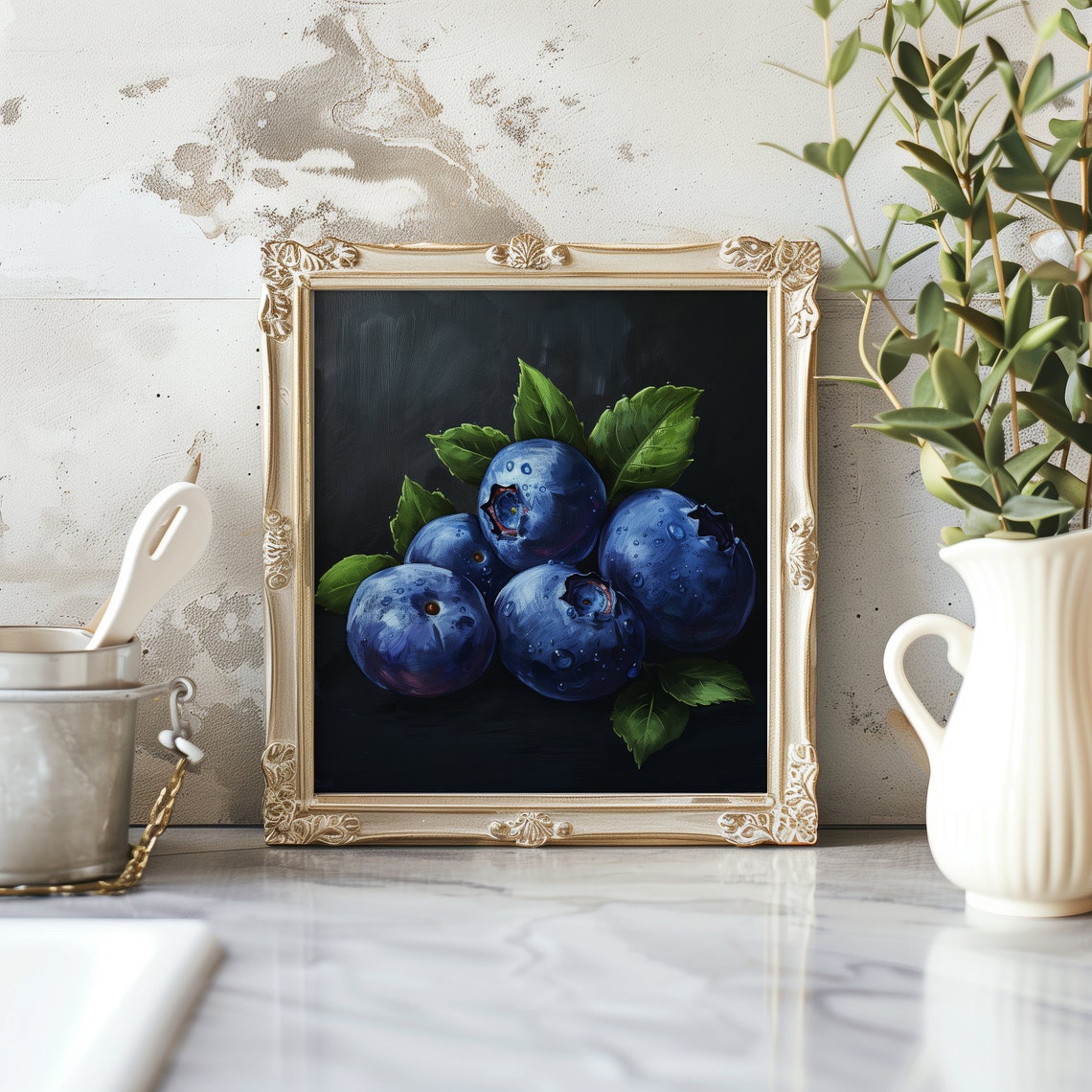 Blueberries 2 Still Life Oil Painting Art Print