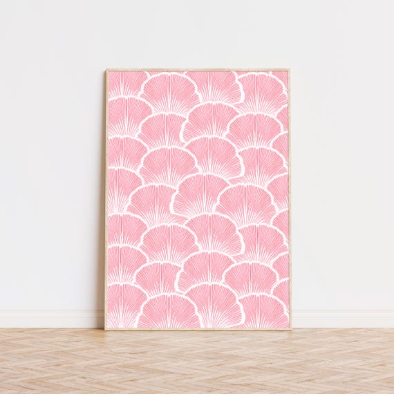 Red Sea Shells Print Girly Beach Bar Cart Art Trendy Prints Preppy Room Decor Wall Museum Quality