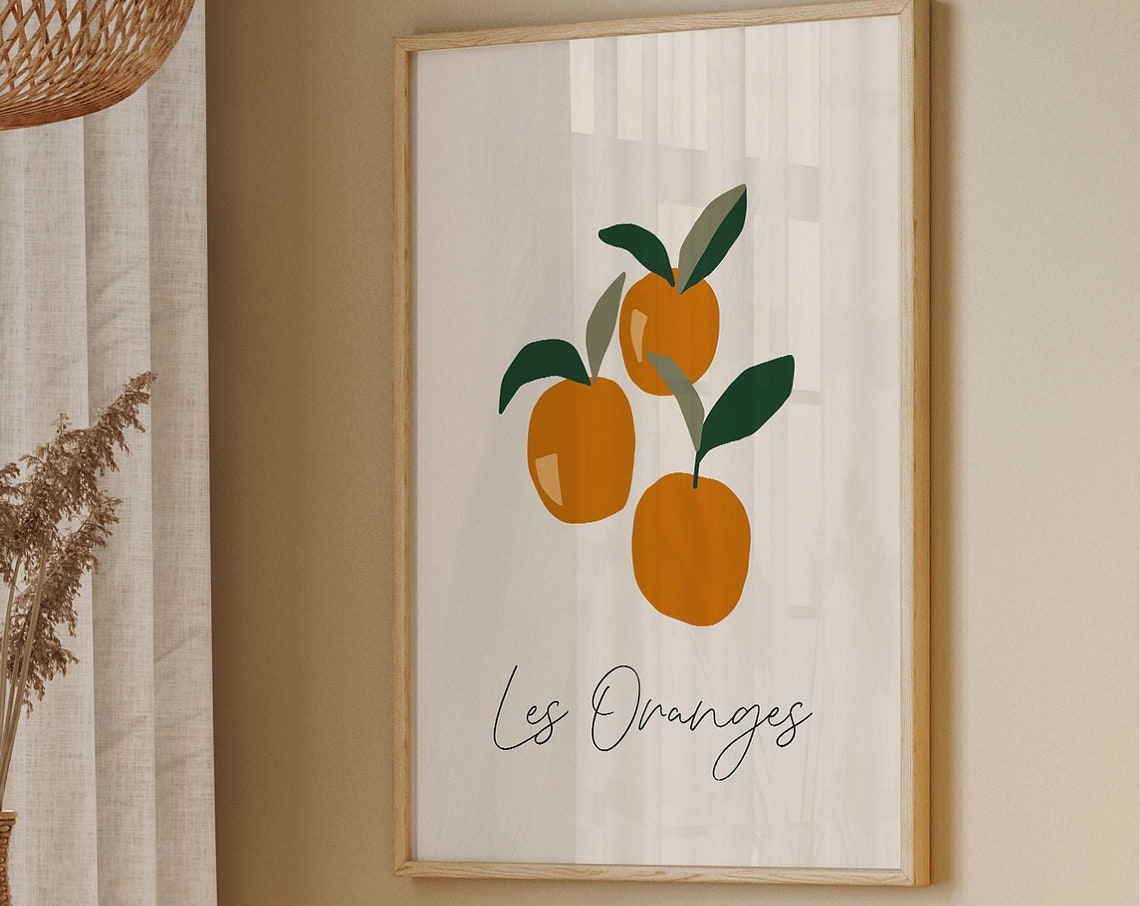 Orange Print Orange Fruit Art Les Oranges Abstract Fruit Art Kitchen Decor Fruit Market Print Wall Art