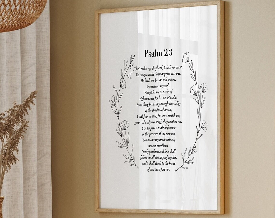 Psalm 23 The Lord Is My Shepherd Christian Gift Christian Art Bible Verses Scripture Wall Art Scripture Office Wall Art