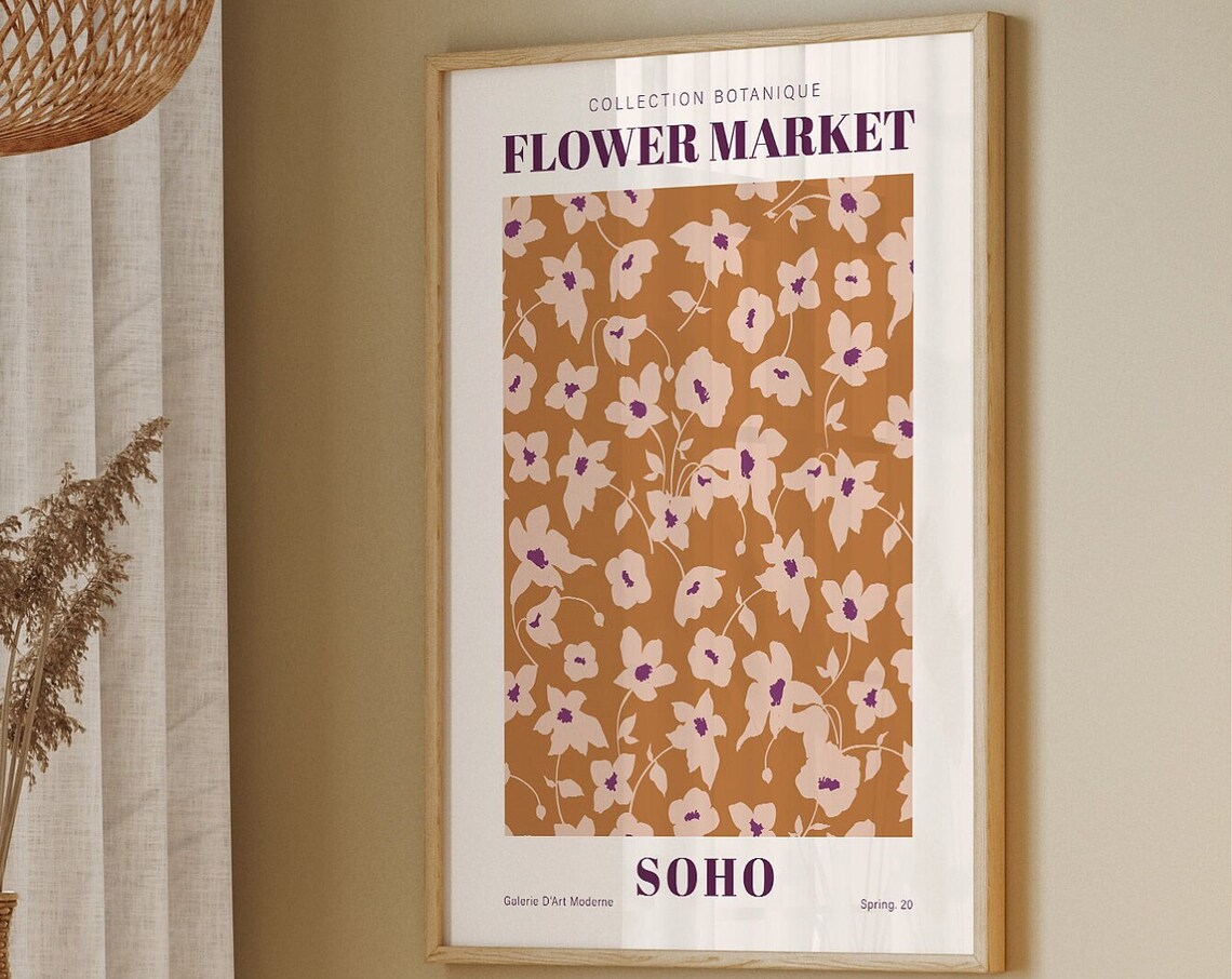 Soho Flower Market Poster, London Travel Print