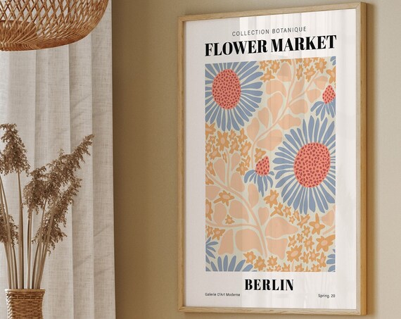 Berlin Flower Market Retro Travel Poster