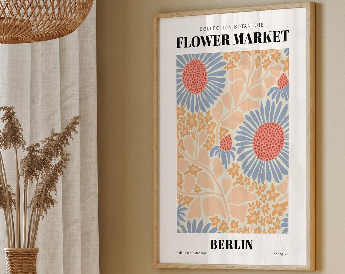 Berlin Flower Market Retro Travel Poster