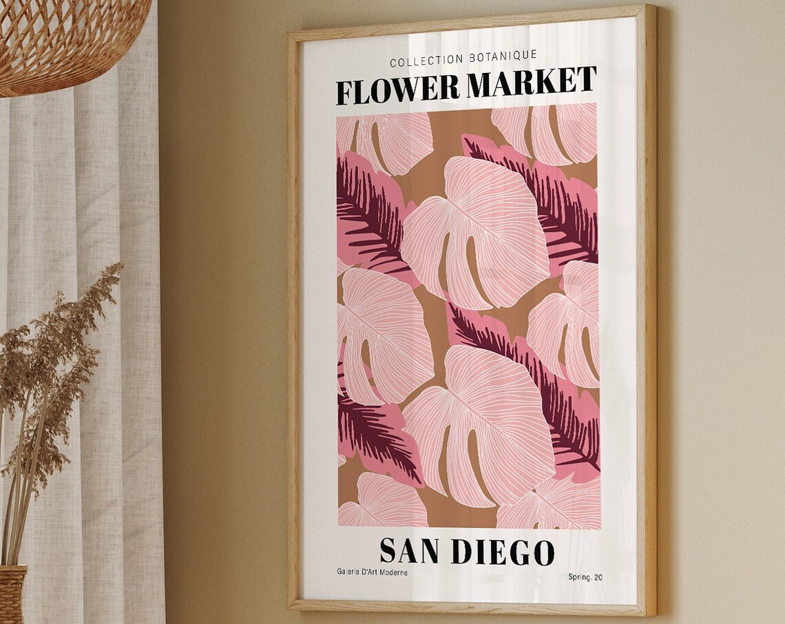 San Diego Flower Market Print Flower Market Poster San Diego Print Retro Flower Print San Diego Art - Image 2