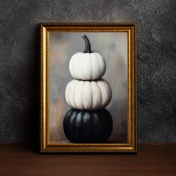 Rustic Pumpkin Halloween Art Print, Spooky Fall